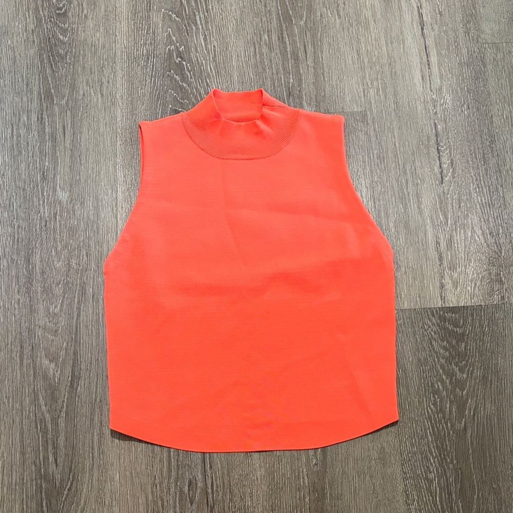 House of Harlow 1960 Orange Mock Neck Sleeveless Top